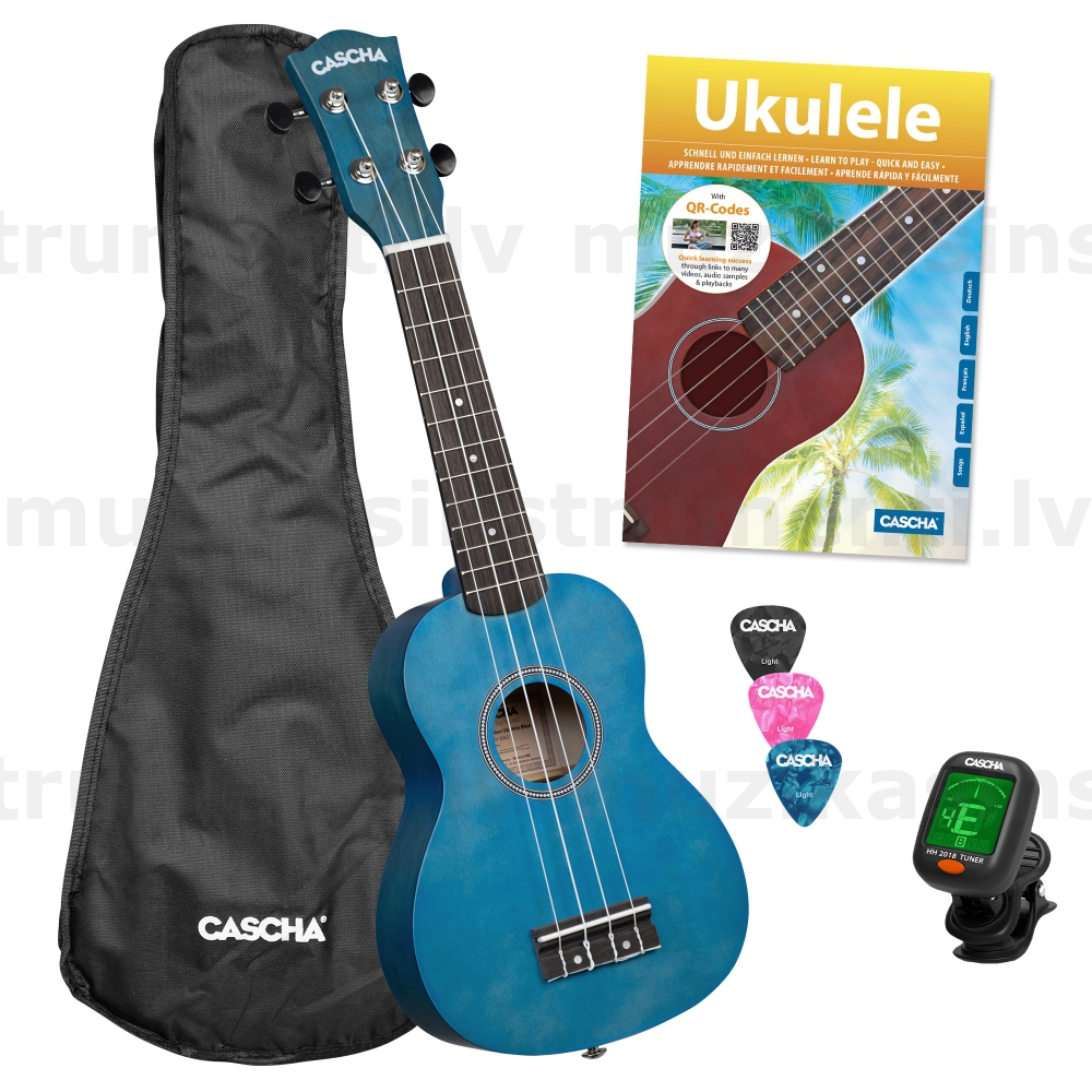 Cascha Soprano Ukulele Linden Blue Set HH-3971