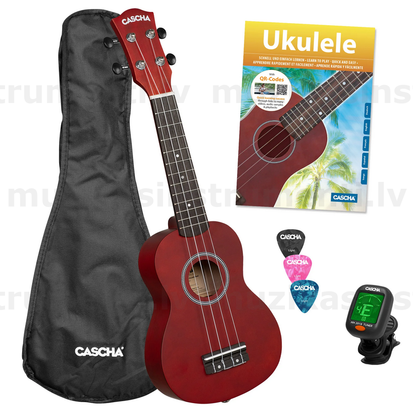 Soprāna ukuleles komplekts Cascha Red set HH-3970