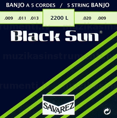 5 stīgu bandžo stīgas Savarez Black Sun 2200 L