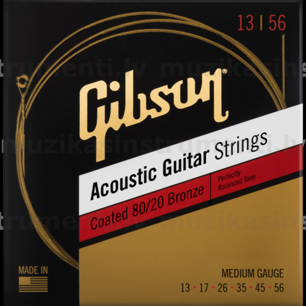 Gibson Coated 80/20 Bronze SAG-CBRW13-1 (13-56) Akustiskās ģitāras stīgas