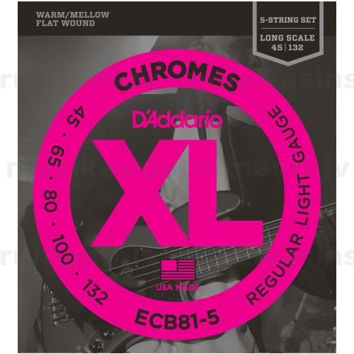 D'Addario XL ECB81-5 (45-132) elektriskās basģitāras stīgas