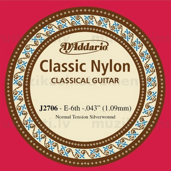 D'Addario E-6 Normal Tension J2706 klasiskās ģitāras stīga