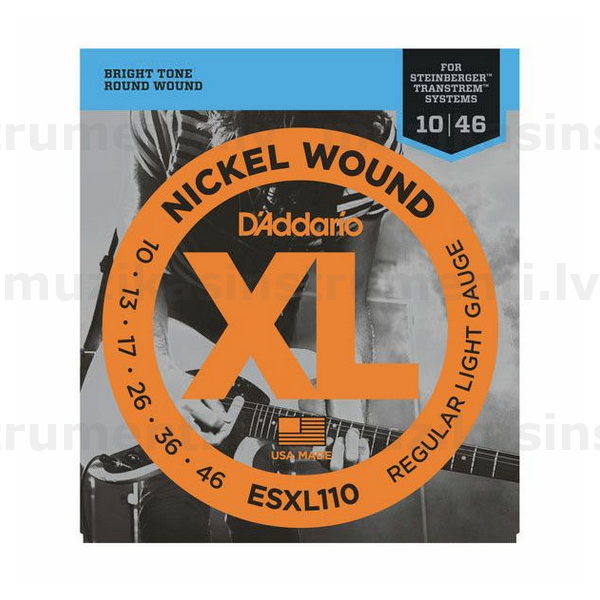 D'Addario ESXL110 Double Ball End (10-46) elektriskās ģitāras stīgas Steinberger modeļiem