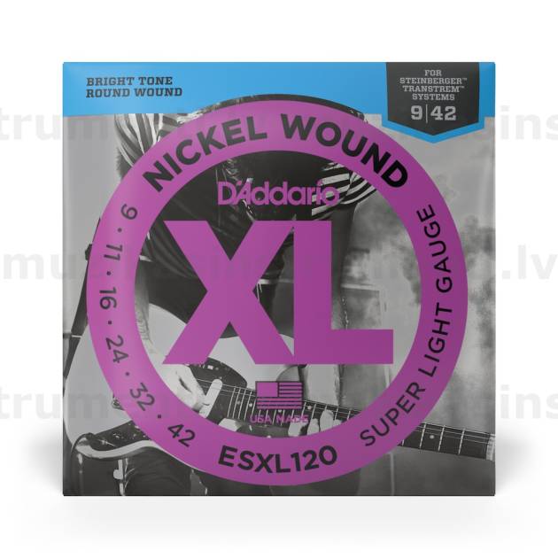 D'Addario ESXL1120 Double Ball End (9-42) elektriskās ģitāras stīgas Steinberger modeļiem