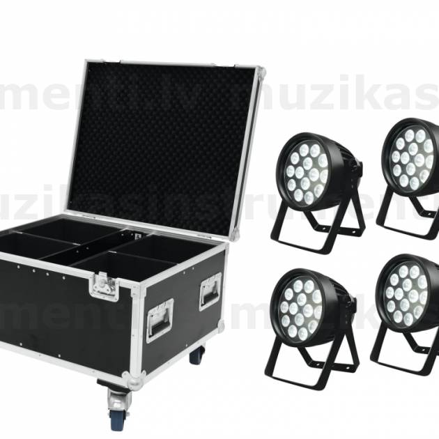 EUROLITE Set 4x LED IP PAR 14x8W QCL + Case
