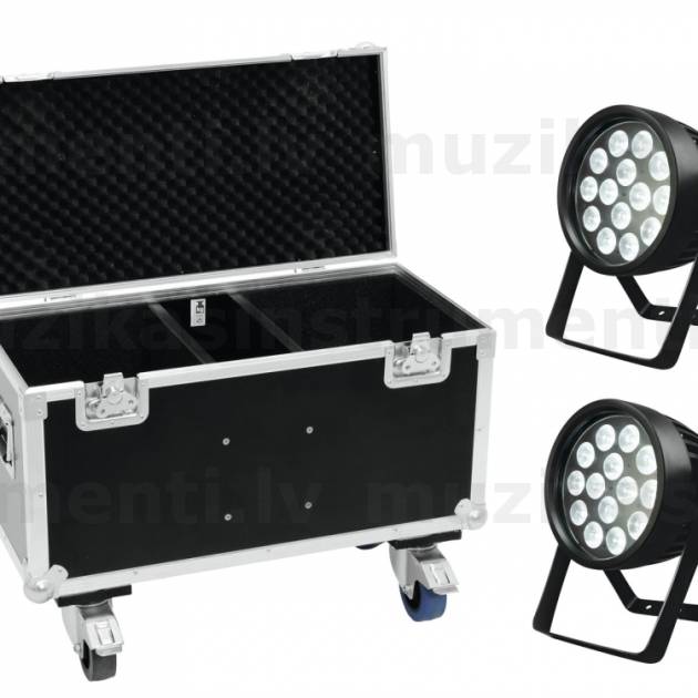 EUROLITE Set 2x LED IP PAR 14x8W QCL + Case with wheels