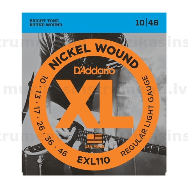 D'Addario EXL-110 Nickel (10-46) elektriskās ģitāras stīgas